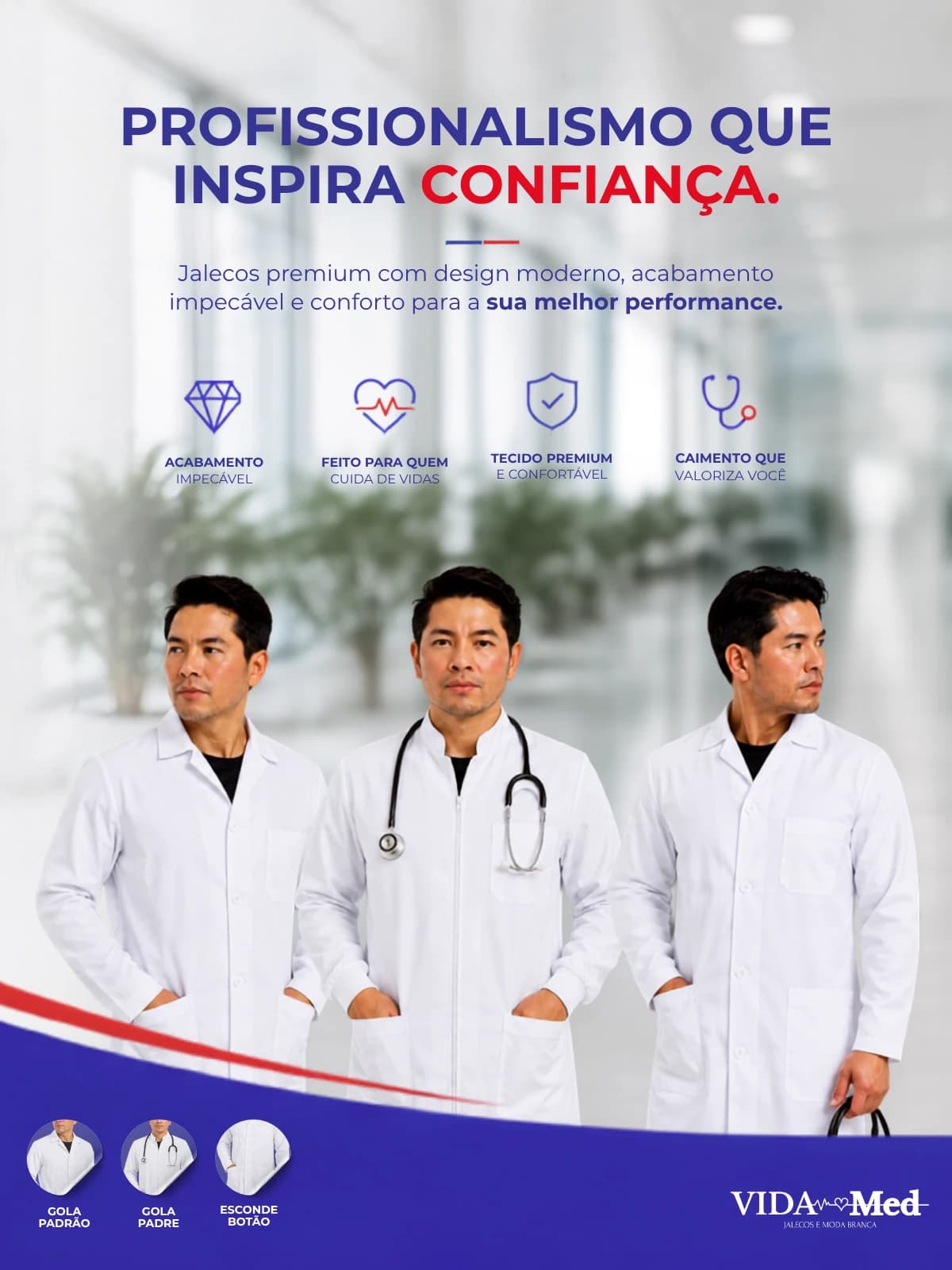 Profissionalismo que inspira confiança — jalecos premium